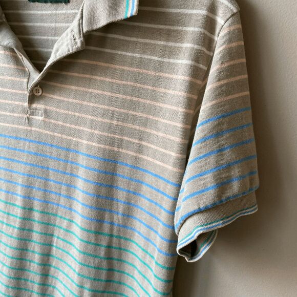VTG 80s 90s Striped Polo Shirt Pastel Preppy Skater Normcore Sz M/L - Picture 3 of 9